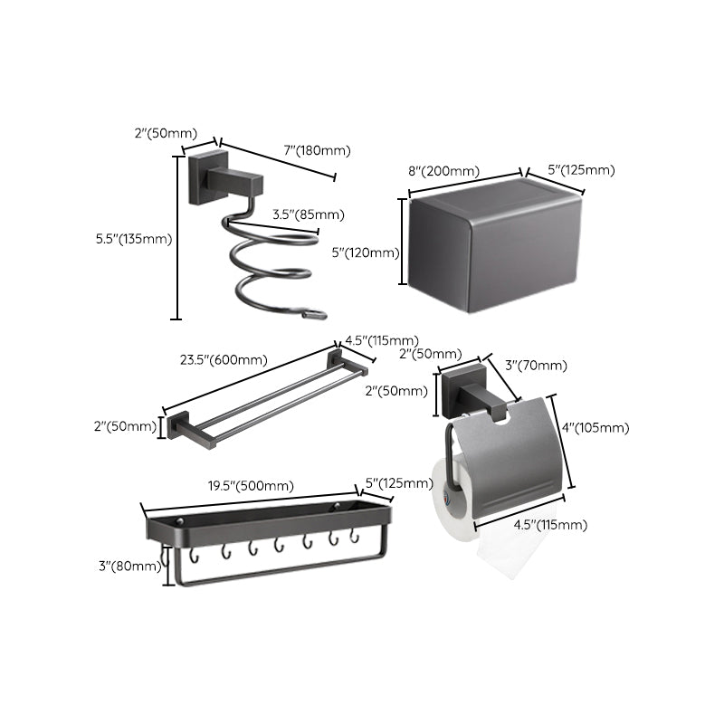 Contemporary Bathroom Accessory As Individual Or As a Set in Metal Clearhalo 'Bathroom Hardware Sets' 'Bathroom Hardware' 'Bathroom Remodel & Bathroom Fixtures' 'bathroom_hardware_sets' 'Home Improvement' 'home_improvement' 'home_improvement_bathroom_hardware_sets' 7317359