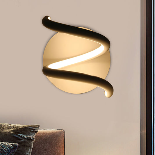 Acrylic Spiral Sconce Light Fixture Minimalist LED White Wall Mounted Lamp with Round Backplate White Clearhalo 'Cast Iron' 'Glass' 'Industrial' 'Modern wall lights' 'Modern' 'Tiffany' 'Traditional wall lights' 'Wall Lamps & Sconces' 'Wall Lights' Lighting' 731737