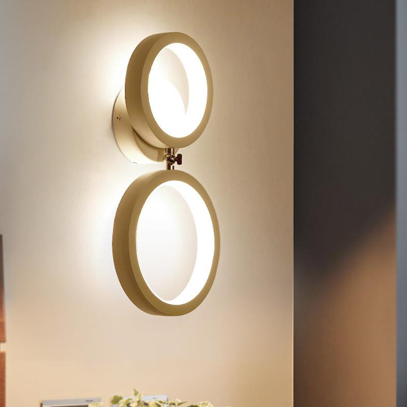 White Halo Ring Wall Sconce Light Modernist 2 Heads Metal LED Wall Lamp Fixture for Corner White Clearhalo 'Cast Iron' 'Glass' 'Industrial' 'Modern wall lights' 'Modern' 'Tiffany' 'Traditional wall lights' 'Wall Lamps & Sconces' 'Wall Lights' Lighting' 731742