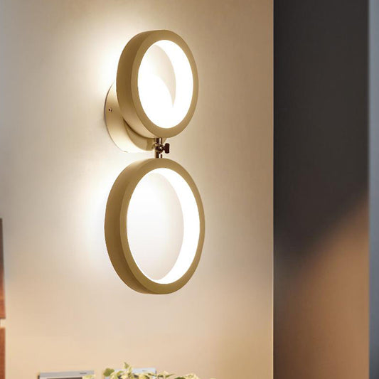 White Halo Ring Wall Sconce Light Modernist 2 Heads Metal LED Wall Lamp Fixture for Corner White Clearhalo 'Cast Iron' 'Glass' 'Industrial' 'Modern wall lights' 'Modern' 'Tiffany' 'Traditional wall lights' 'Wall Lamps & Sconces' 'Wall Lights' Lighting' 731742