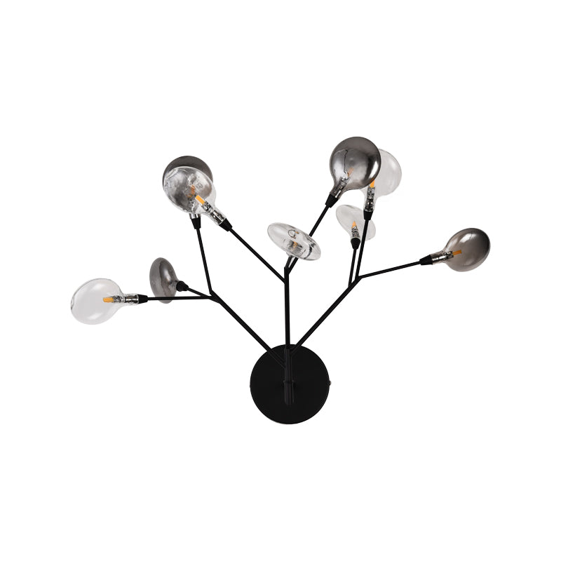 Branch Iron LED Sconce Lighting Contemporary 9-Light Black Finish Wall Lamp Fixture for Living Room Clearhalo 'Cast Iron' 'Glass' 'Industrial' 'Modern wall lights' 'Modern' 'Tiffany' 'Traditional wall lights' 'Wall Lamps & Sconces' 'Wall Lights' Lighting' 731755