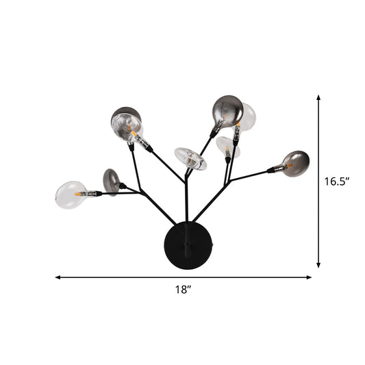 Branch Iron LED Sconce Lighting Contemporary 9-Light Black Finish Wall Lamp Fixture for Living Room Clearhalo 'Cast Iron' 'Glass' 'Industrial' 'Modern wall lights' 'Modern' 'Tiffany' 'Traditional wall lights' 'Wall Lamps & Sconces' 'Wall Lights' Lighting' 731756