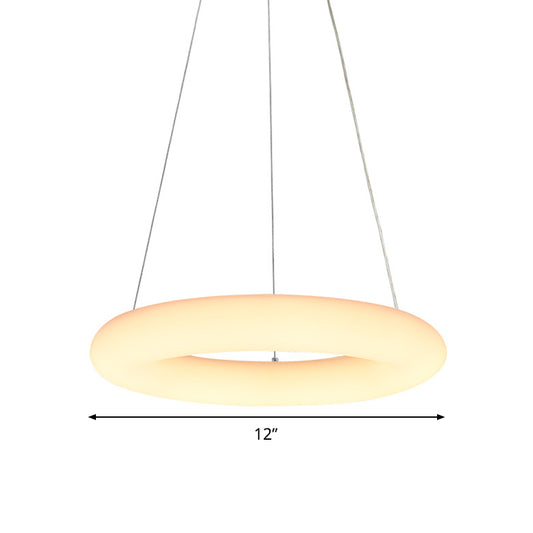 White Vesicle Ring Ceiling Chandelier Minimalist LED Acrylic Hanging Pendant Light over Table, 12"/16" W Clearhalo 'Ceiling Lights' 'Chandeliers' 'Modern Chandeliers' 'Modern' Lighting' 731771