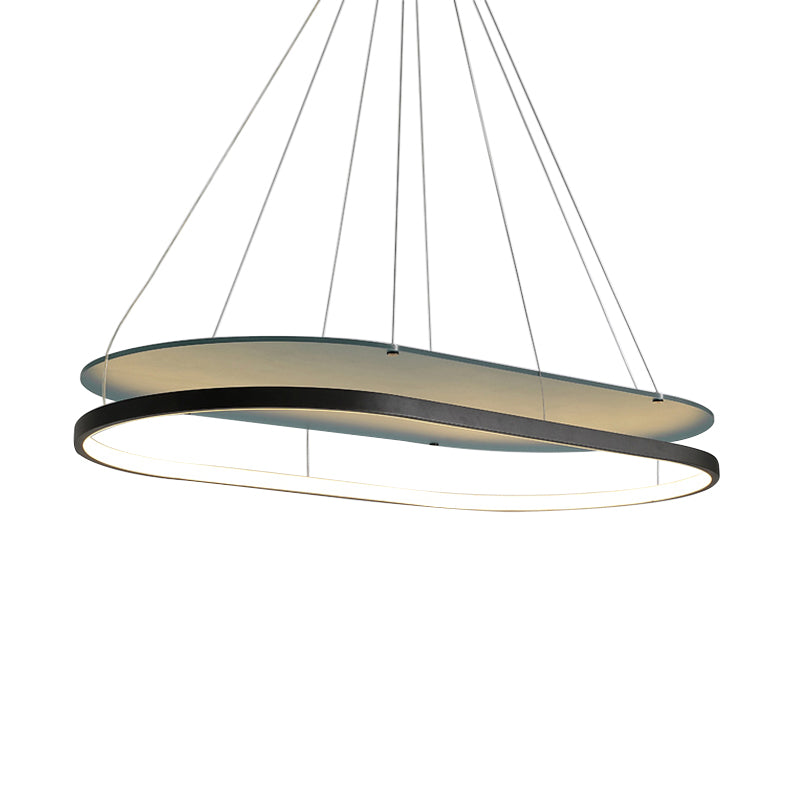 Acrylic Dual Oval Pendant Chandelier Modern LED Black/Gold Ceiling Hang Fixture for Dining Room Clearhalo 'Ceiling Lights' 'Island Lights' Lighting' 731775