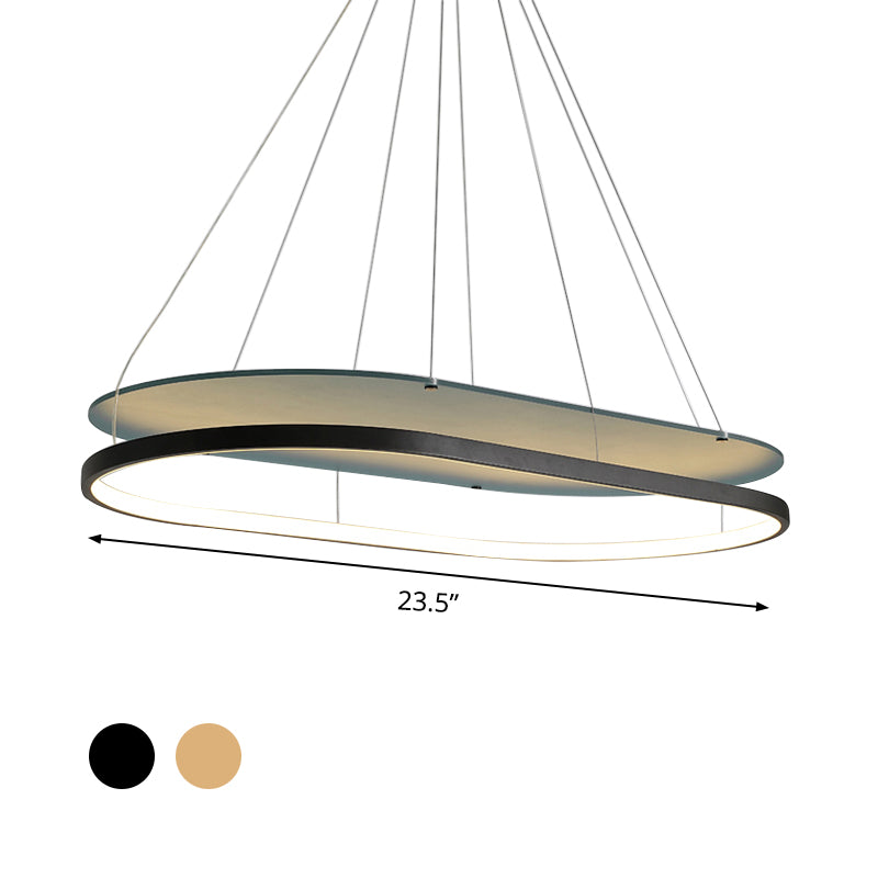 Acrylic Dual Oval Pendant Chandelier Modern LED Black/Gold Ceiling Hang Fixture for Dining Room Clearhalo 'Ceiling Lights' 'Island Lights' Lighting' 731777