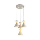 4 Heads Dining Room Cluster Pendant Light Modernist White LED Hanging Lamp with Hourglass Acrylic Shade Clearhalo 'Ceiling Lights' 'Modern Pendants' 'Modern' 'Pendant Lights' 'Pendants' Lighting' 731820