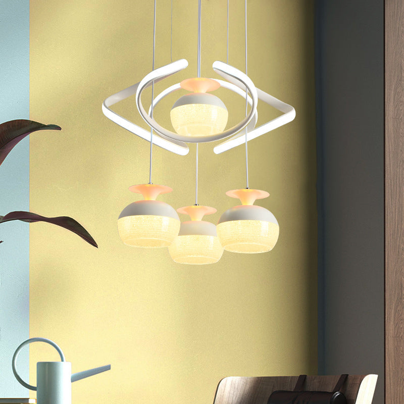 Modernism Cup Shape Cluster Pendant Acrylic 4 Heads Dining Room LED Suspension Light in White with Twisted Shelf Clearhalo 'Ceiling Lights' 'Modern Pendants' 'Modern' 'Pendant Lights' 'Pendants' Lighting' 731866