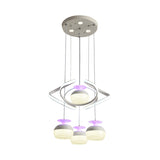 Modernism Cup Shape Cluster Pendant Acrylic 4 Heads Dining Room LED Suspension Light in White with Twisted Shelf Clearhalo 'Ceiling Lights' 'Modern Pendants' 'Modern' 'Pendant Lights' 'Pendants' Lighting' 731868