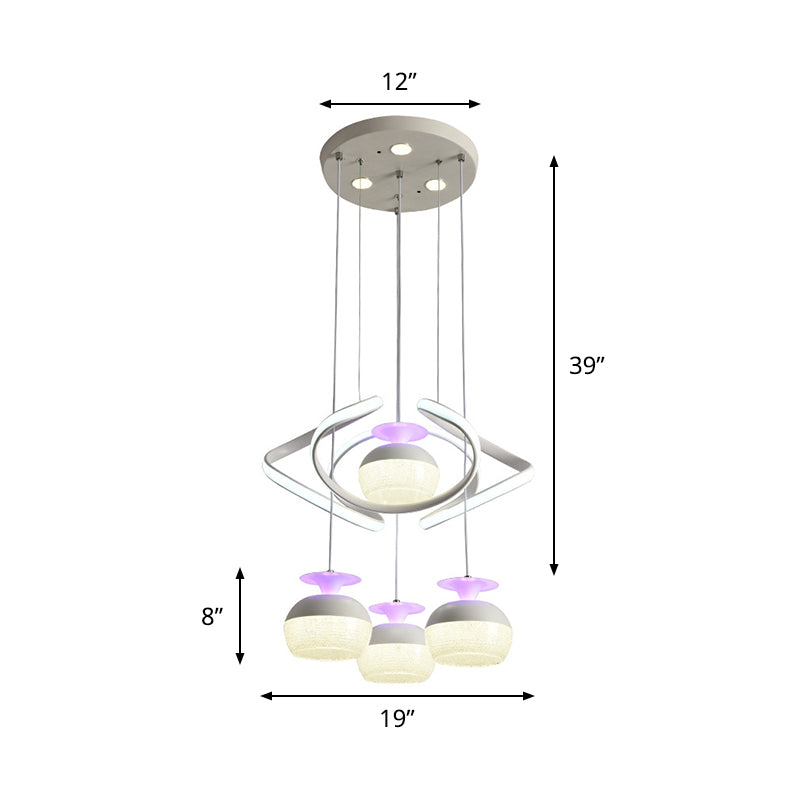 Modernism Cup Shape Cluster Pendant Acrylic 4 Heads Dining Room LED Suspension Light in White with Twisted Shelf Clearhalo 'Ceiling Lights' 'Modern Pendants' 'Modern' 'Pendant Lights' 'Pendants' Lighting' 731869