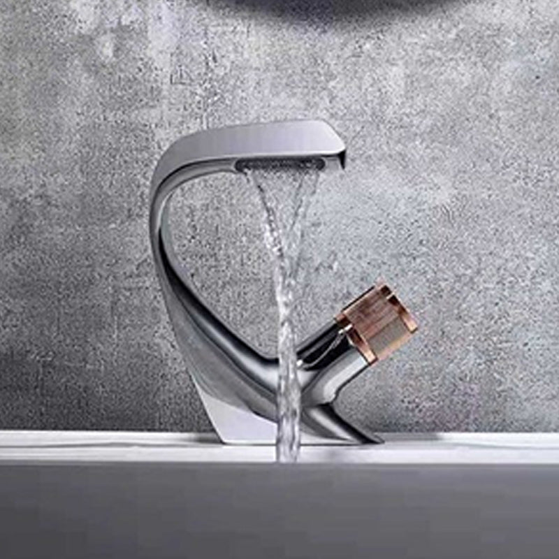 Contemporary Bathroom Faucet Deck Mounted Copper One Handle Fixed Roman Tub Faucet Set Gold & Chrome Arc Clearhalo 'Bathroom Remodel & Bathroom Fixtures' 'Bathtub Faucets' 'bathtub_faucets' 'Home Improvement' 'home_improvement' 'home_improvement_bathtub_faucets' 7318734