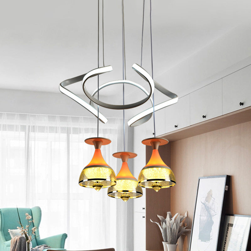 Modern 3 Heads Wine Cup Cluster Pendant White Waving Hanging Lamp Kit with Acrylic Shade White Clearhalo 'Ceiling Lights' 'Modern Pendants' 'Modern' 'Pendant Lights' 'Pendants' Lighting' 731885