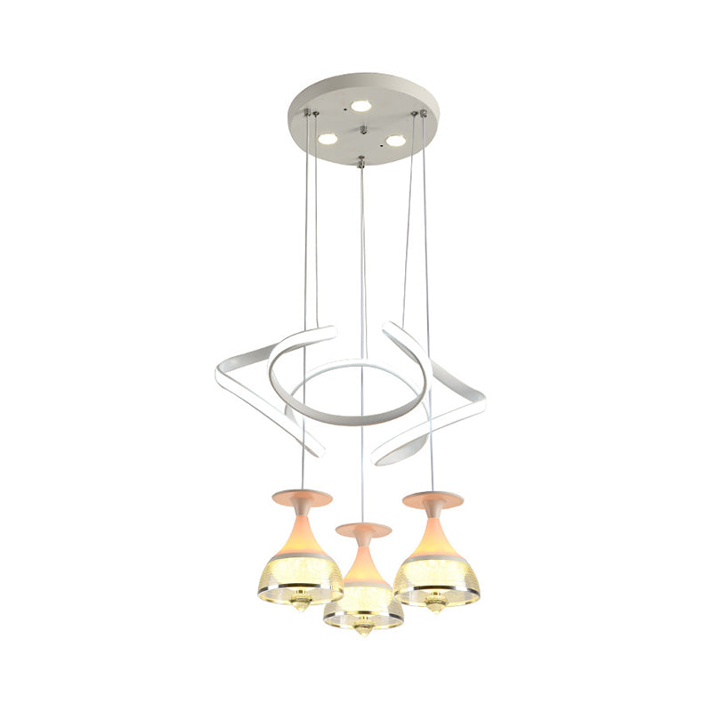 Modern 3 Heads Wine Cup Cluster Pendant White Waving Hanging Lamp Kit with Acrylic Shade Clearhalo 'Ceiling Lights' 'Modern Pendants' 'Modern' 'Pendant Lights' 'Pendants' Lighting' 731888