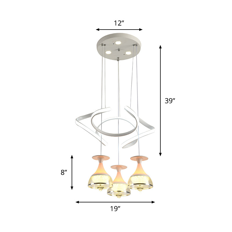 Modern 3 Heads Wine Cup Cluster Pendant White Waving Hanging Lamp Kit with Acrylic Shade Clearhalo 'Ceiling Lights' 'Modern Pendants' 'Modern' 'Pendant Lights' 'Pendants' Lighting' 731889