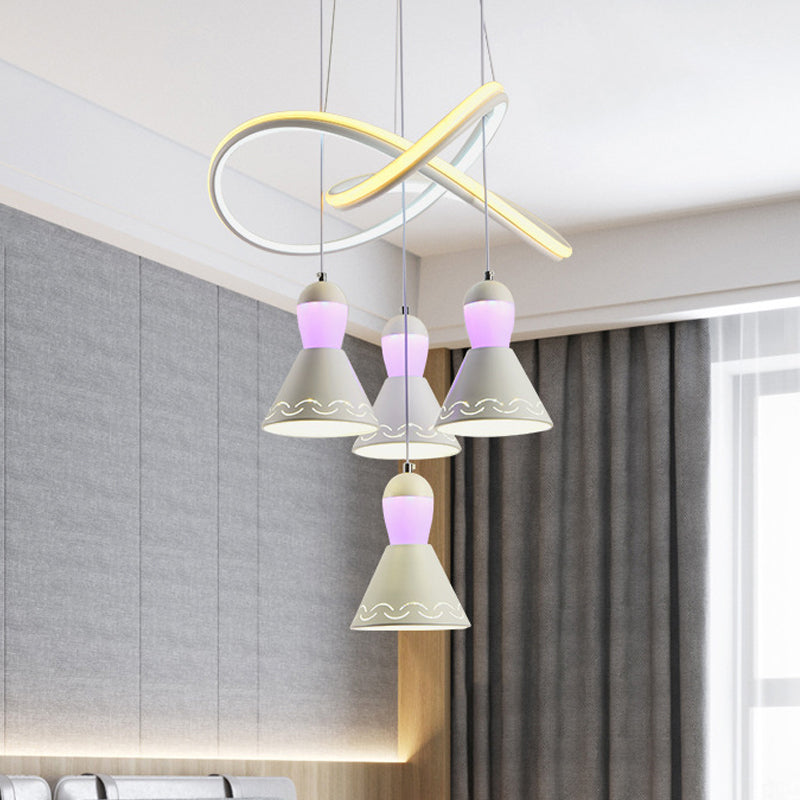 Acrylic Bell Cluster Pendant Light Modernism 4 Heads Strip LED Suspension Lamp in White Clearhalo 'Ceiling Lights' 'Modern Pendants' 'Modern' 'Pendant Lights' 'Pendants' Lighting' 731897