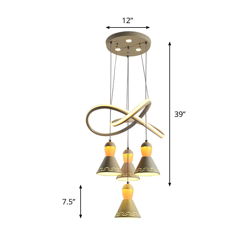 Acrylic Bell Cluster Pendant Light Modernism 4 Heads Strip LED Suspension Lamp in White Clearhalo 'Ceiling Lights' 'Modern Pendants' 'Modern' 'Pendant Lights' 'Pendants' Lighting' 731899