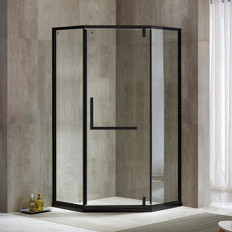 Metallic 77" H Framed Pivot Shower Doors Tempered Shower Door Black Right Clearhalo 'Bathroom Remodel & Bathroom Fixtures' 'Home Improvement' 'home_improvement' 'home_improvement_shower_tub_doors' 'Shower and Tub Doors' 'shower_tub_doors' 'Showers & Bathtubs' 7319122