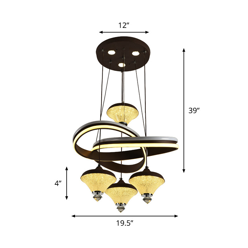 Black Gyroscope Multi Light Pendant Contemporary 4-Light Acrylic LED Suspension Lamp with Twisted Shelf Clearhalo 'Ceiling Lights' 'Modern Pendants' 'Modern' 'Pendant Lights' 'Pendants' Lighting' 731919