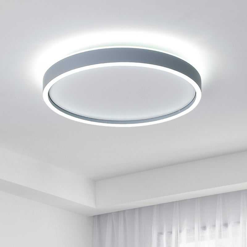 Metallic Round Ceiling Mounted Fixture Simple LED Grey Flushmount Light in White/Warm Light, 16"/19.5" Dia Clearhalo 'Ceiling Lights' 'Close To Ceiling Lights' 'Close to ceiling' 'Flush mount' Lighting' 731921