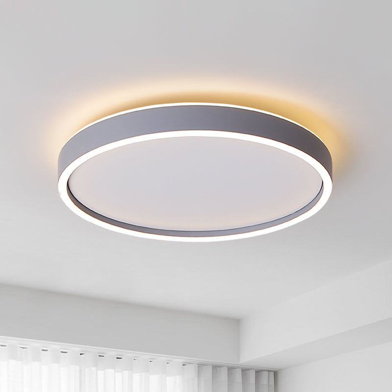 Metallic Round Ceiling Mounted Fixture Simple LED Grey Flushmount Light in White/Warm Light, 16"/19.5" Dia Clearhalo 'Ceiling Lights' 'Close To Ceiling Lights' 'Close to ceiling' 'Flush mount' Lighting' 731922