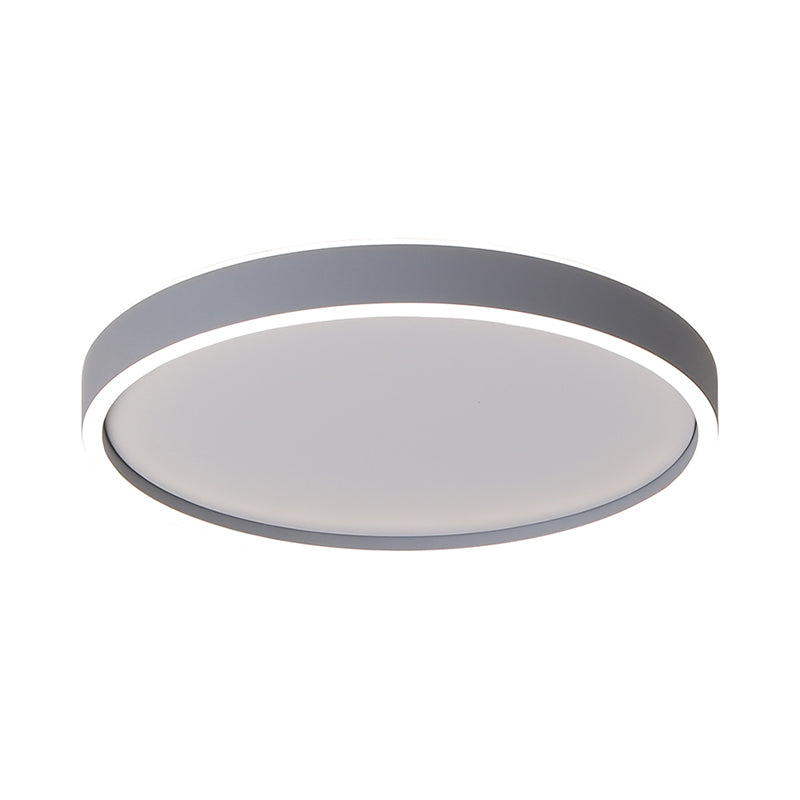 Metallic Round Ceiling Mounted Fixture Simple LED Grey Flushmount Light in White/Warm Light, 16"/19.5" Dia Clearhalo 'Ceiling Lights' 'Close To Ceiling Lights' 'Close to ceiling' 'Flush mount' Lighting' 731923