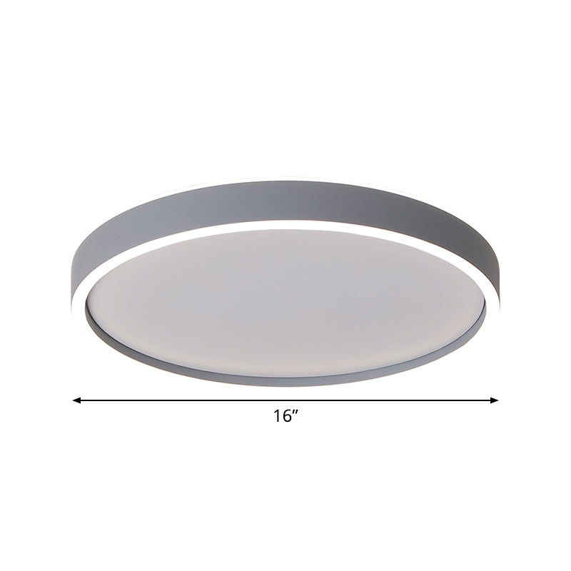 Metallic Round Ceiling Mounted Fixture Simple LED Grey Flushmount Light in White/Warm Light, 16"/19.5" Dia Clearhalo 'Ceiling Lights' 'Close To Ceiling Lights' 'Close to ceiling' 'Flush mount' Lighting' 731924