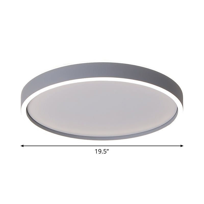 Metallic Round Ceiling Mounted Fixture Simple LED Grey Flushmount Light in White/Warm Light, 16"/19.5" Dia Clearhalo 'Ceiling Lights' 'Close To Ceiling Lights' 'Close to ceiling' 'Flush mount' Lighting' 731925