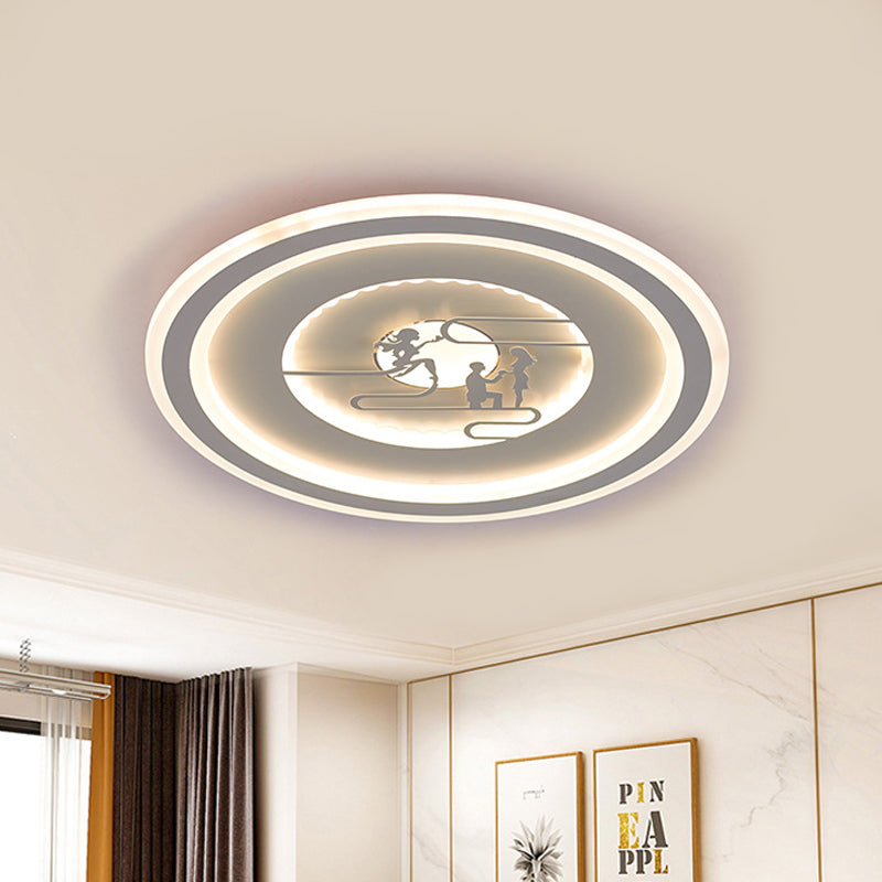 Circle Acrylic Flush Mount Lighting Minimalist LED White Flush Lamp Fixture with Lovers Pattern White Clearhalo 'Ceiling Lights' 'Close To Ceiling Lights' 'Close to ceiling' 'Flush mount' Lighting' 731926