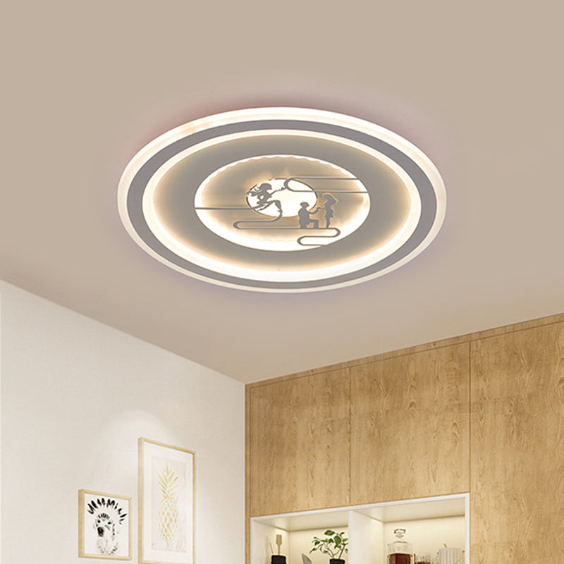 Circle Acrylic Flush Mount Lighting Minimalist LED White Flush Lamp Fixture with Lovers Pattern Clearhalo 'Ceiling Lights' 'Close To Ceiling Lights' 'Close to ceiling' 'Flush mount' Lighting' 731927