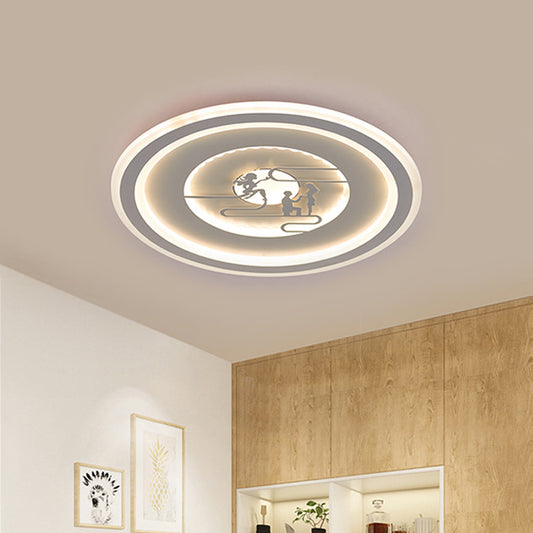 Circle Acrylic Flush Mount Lighting Minimalist LED White Flush Lamp Fixture with Lovers Pattern Clearhalo 'Ceiling Lights' 'Close To Ceiling Lights' 'Close to ceiling' 'Flush mount' Lighting' 731927