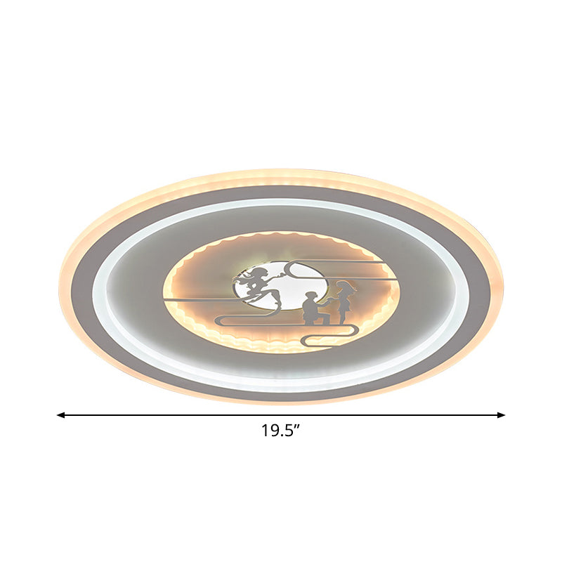 Circle Acrylic Flush Mount Lighting Minimalist LED White Flush Lamp Fixture with Lovers Pattern Clearhalo 'Ceiling Lights' 'Close To Ceiling Lights' 'Close to ceiling' 'Flush mount' Lighting' 731930