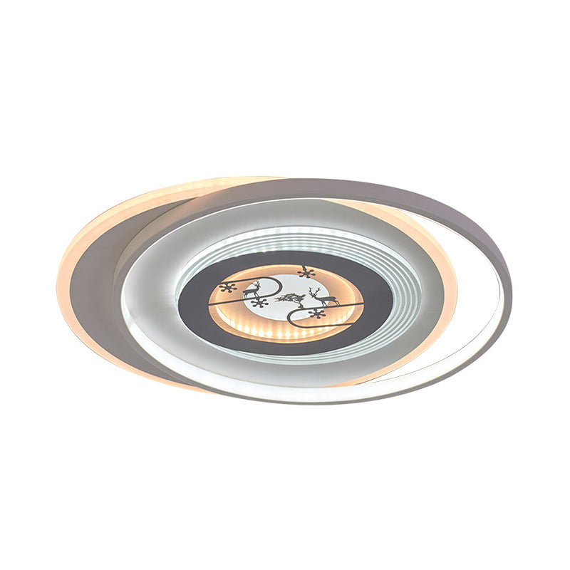 White Circular Flushmount Lighting Modern LED Acrylic Flush Mounted Lamp Fixture with Deer and Tree Pattern Clearhalo 'Ceiling Lights' 'Close To Ceiling Lights' 'Close to ceiling' 'Flush mount' Lighting' 731940