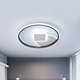 Round and Square Flush Light Fixture Simple Acrylic LED White-Black Ceiling Mounted Lamp in White/Warm Light, 16.5"/20.5" Wide Black-White Clearhalo 'Ceiling Lights' 'Close To Ceiling Lights' 'Close to ceiling' 'Flush mount' Lighting' 731942