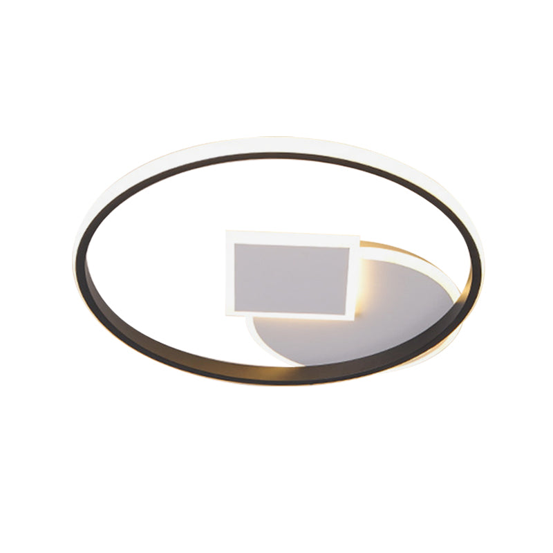 Round and Square Flush Light Fixture Simple Acrylic LED White-Black Ceiling Mounted Lamp in White/Warm Light, 16.5"/20.5" Wide Clearhalo 'Ceiling Lights' 'Close To Ceiling Lights' 'Close to ceiling' 'Flush mount' Lighting' 731944