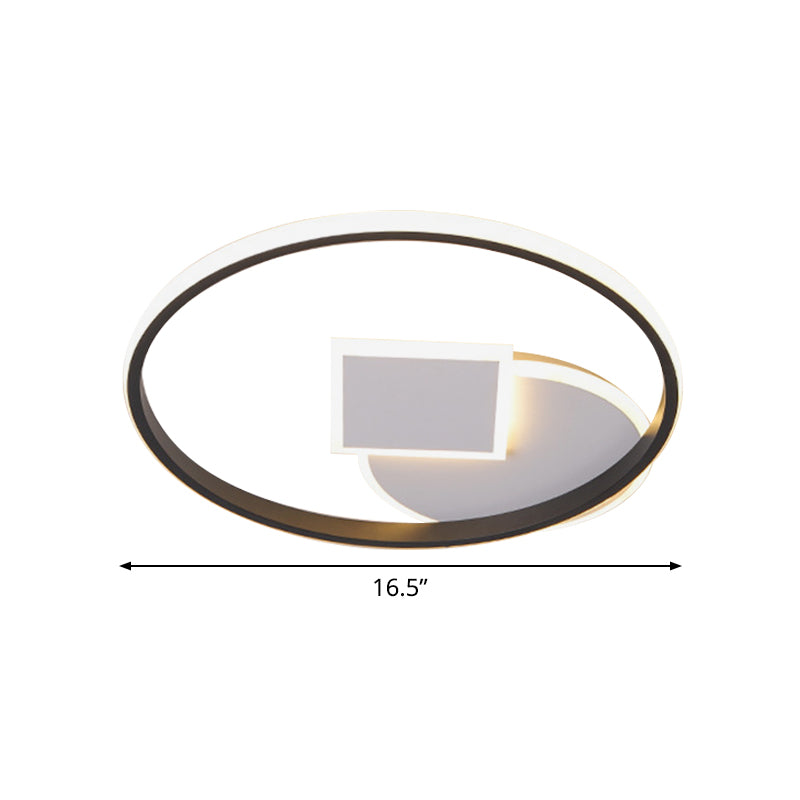 Round and Square Flush Light Fixture Simple Acrylic LED White-Black Ceiling Mounted Lamp in White/Warm Light, 16.5"/20.5" Wide Clearhalo 'Ceiling Lights' 'Close To Ceiling Lights' 'Close to ceiling' 'Flush mount' Lighting' 731946