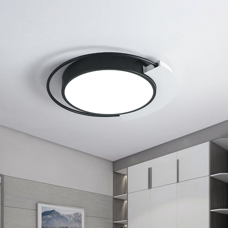 Round Metal Ceiling Flush Modernism White and Black LED Flush Mounted Light in White/Warm Light for Bedroom, 18"/21.5" W Clearhalo 'Ceiling Lights' 'Close To Ceiling Lights' 'Close to ceiling' 'Flush mount' Lighting' 731956