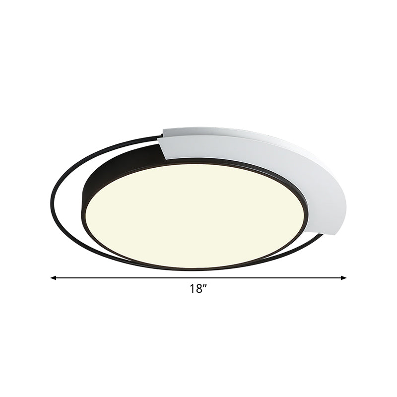 Round Metal Ceiling Flush Modernism White and Black LED Flush Mounted Light in White/Warm Light for Bedroom, 18"/21.5" W Clearhalo 'Ceiling Lights' 'Close To Ceiling Lights' 'Close to ceiling' 'Flush mount' Lighting' 731958