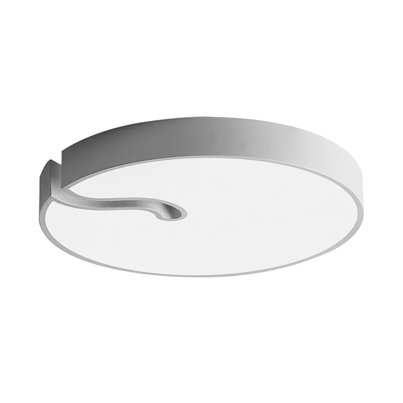 Drum Flush Mount Lighting Modern Metallic 16"/19.5" Dia LED Bedroom Flush Ceiling Lamp Fixture in White/Black Clearhalo 'Ceiling Lights' 'Close To Ceiling Lights' 'Close to ceiling' 'Flush mount' Lighting' 731962