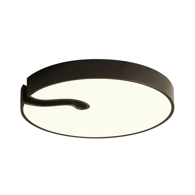 Drum Flush Mount Lighting Modern Metallic 16"/19.5" Dia LED Bedroom Flush Ceiling Lamp Fixture in White/Black Clearhalo 'Ceiling Lights' 'Close To Ceiling Lights' 'Close to ceiling' 'Flush mount' Lighting' 731968