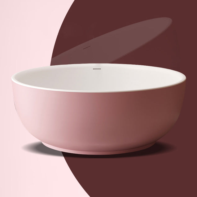 Round Antique Finish Soaking Bath Stand Alone Modern Bath Tub Pink Clearhalo 'Bathroom Remodel & Bathroom Fixtures' 'Bathtubs' 'Home Improvement' 'home_improvement' 'home_improvement_bathtubs' 'Showers & Bathtubs' 7319766