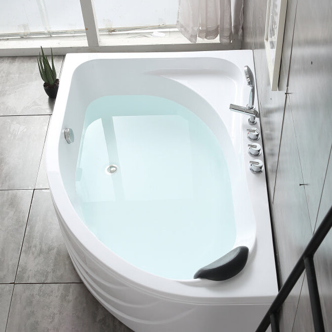 Modern White Corner Bath Acrylic Center-Back Soaking Bathtub 51"L x 35"W x 22"H Tub with Silver 5-Piece Set Clearhalo 'Bathroom Remodel & Bathroom Fixtures' 'Bathtubs' 'Home Improvement' 'home_improvement' 'home_improvement_bathtubs' 'Showers & Bathtubs' 7319781