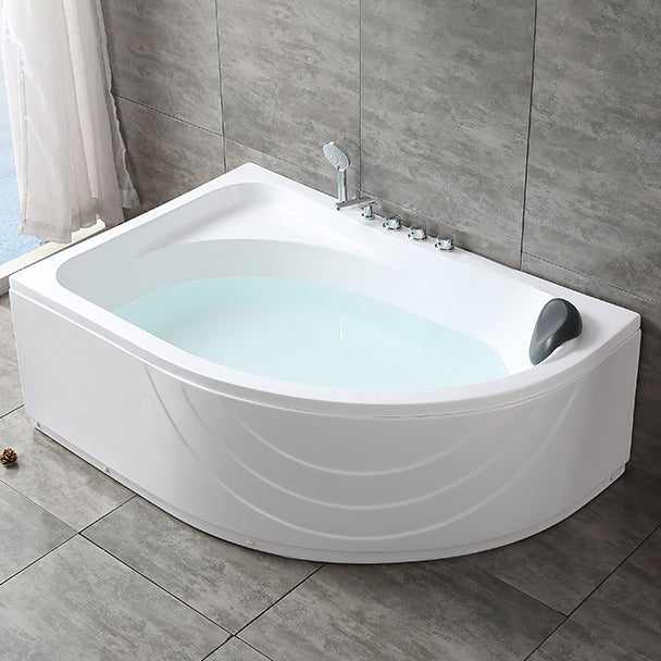 Modern White Corner Bath Acrylic Center-Back Soaking Bathtub 55"L x 35"W x 22"H Tub with Silver 5-Piece Set Clearhalo 'Bathroom Remodel & Bathroom Fixtures' 'Bathtubs' 'Home Improvement' 'home_improvement' 'home_improvement_bathtubs' 'Showers & Bathtubs' 7319784