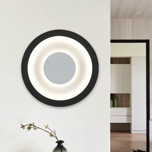 White and Black Circle Sconce Lighting Modernist LED Acrylic Wall Mounted Lamp for Living Room Black Clearhalo 'Cast Iron' 'Glass' 'Industrial' 'Modern wall lights' 'Modern' 'Tiffany' 'Traditional wall lights' 'Wall Lamps & Sconces' 'Wall Lights' Lighting' 731985