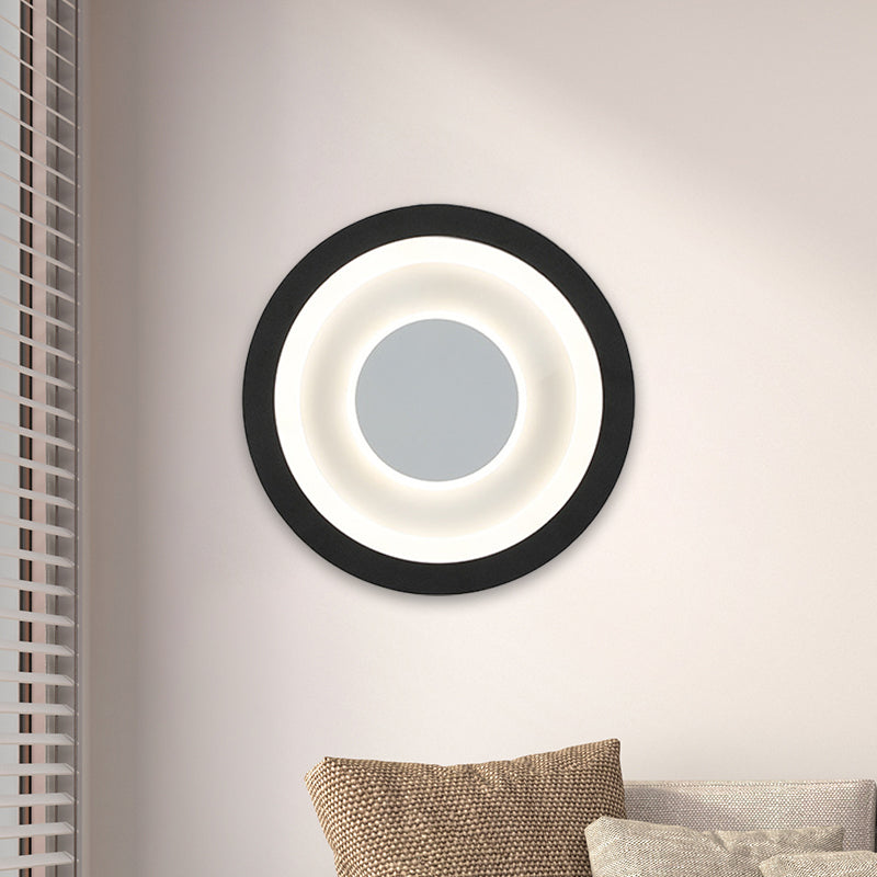 White and Black Circle Sconce Lighting Modernist LED Acrylic Wall Mounted Lamp for Living Room Clearhalo 'Cast Iron' 'Glass' 'Industrial' 'Modern wall lights' 'Modern' 'Tiffany' 'Traditional wall lights' 'Wall Lamps & Sconces' 'Wall Lights' Lighting' 731986