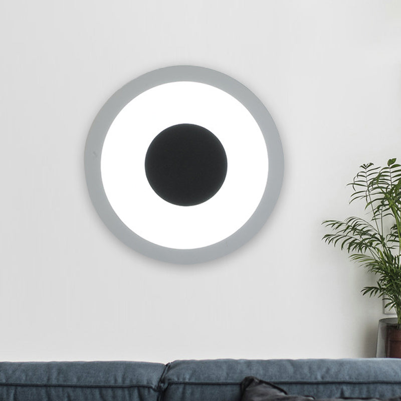 White and Black Circle Sconce Lighting Modernist LED Acrylic Wall Mounted Lamp for Living Room White Clearhalo 'Cast Iron' 'Glass' 'Industrial' 'Modern wall lights' 'Modern' 'Tiffany' 'Traditional wall lights' 'Wall Lamps & Sconces' 'Wall Lights' Lighting' 731990