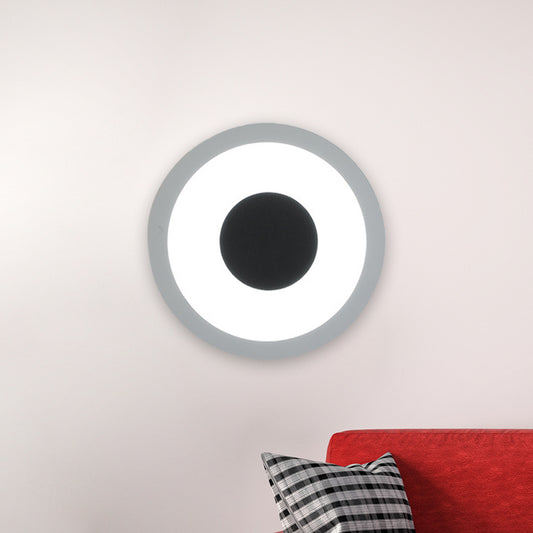 White and Black Circle Sconce Lighting Modernist LED Acrylic Wall Mounted Lamp for Living Room Clearhalo 'Cast Iron' 'Glass' 'Industrial' 'Modern wall lights' 'Modern' 'Tiffany' 'Traditional wall lights' 'Wall Lamps & Sconces' 'Wall Lights' Lighting' 731991