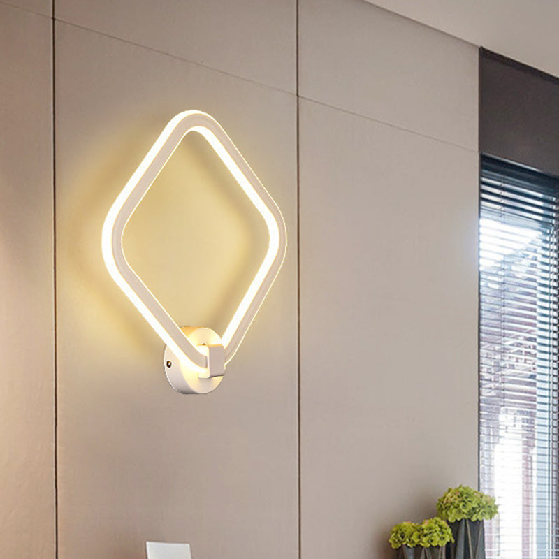 Acrylic Rhombus Frame Wall Lamp Sconce Modern LED White Wall Lighting Fixture for Bedside Clearhalo 'Modern wall lights' 'Modern' 'Wall Lamps & Sconces' 'Wall Lights' Lighting' 731999