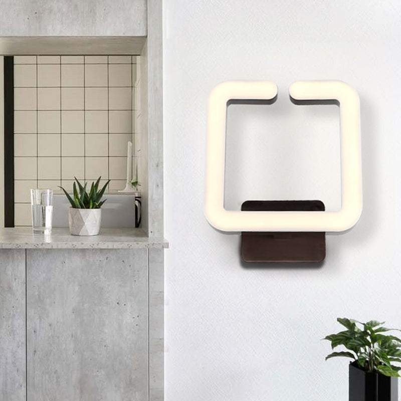 Square Aluminum Wall Mounted Light Modern LED Coffee Wall Lamp Sconce in Warm/White/Natural Light Coffee Clearhalo 'Cast Iron' 'Glass' 'Industrial' 'Modern wall lights' 'Modern' 'Tiffany' 'Traditional wall lights' 'Wall Lamps & Sconces' 'Wall Lights' Lighting' 732003