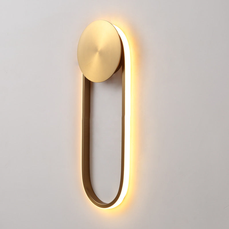 Brass Arc Shape Sconce Light Fixture Postmodern LED Metal Wall Mounted Lamp for Bedroom Brass Clearhalo 'Cast Iron' 'Glass' 'Industrial' 'Modern wall lights' 'Modern' 'Tiffany' 'Traditional wall lights' 'Wall Lamps & Sconces' 'Wall Lights' Lighting' 732054