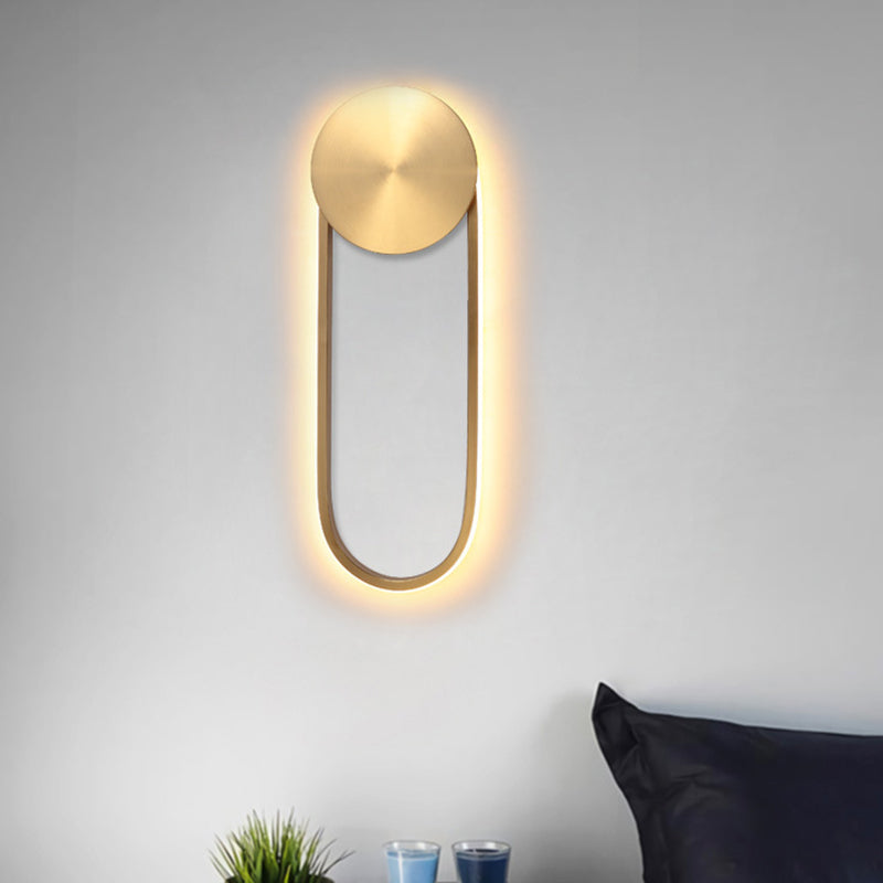 Brass Arc Shape Sconce Light Fixture Postmodern LED Metal Wall Mounted Lamp for Bedroom Clearhalo 'Cast Iron' 'Glass' 'Industrial' 'Modern wall lights' 'Modern' 'Tiffany' 'Traditional wall lights' 'Wall Lamps & Sconces' 'Wall Lights' Lighting' 732055