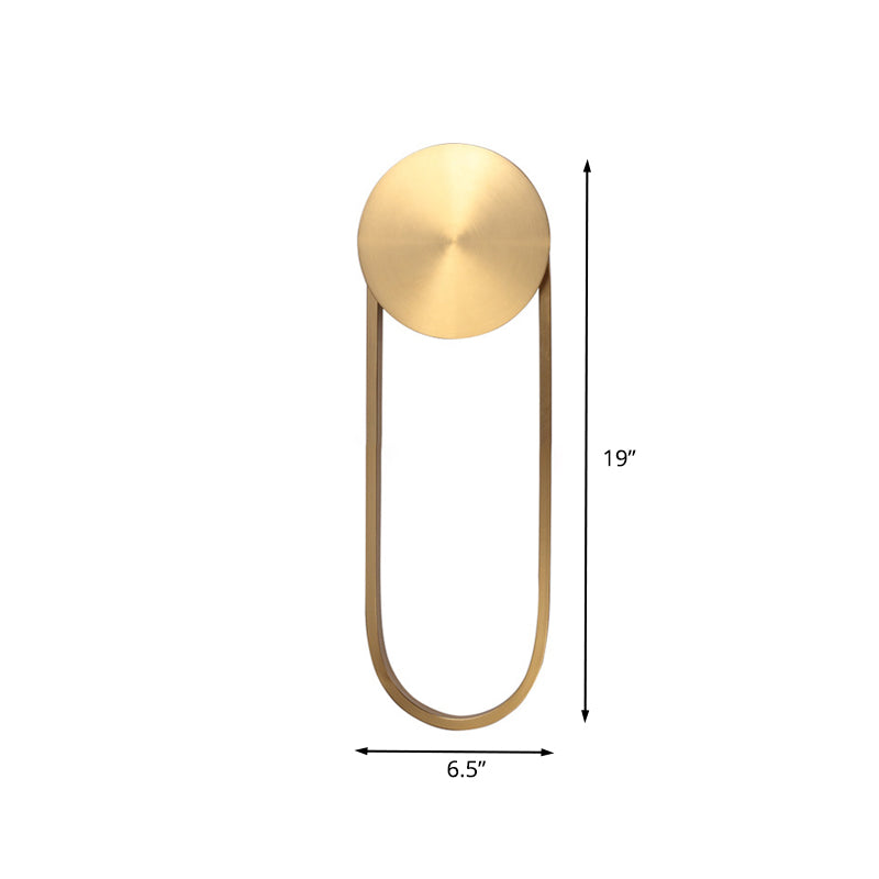 Brass Arc Shape Sconce Light Fixture Postmodern LED Metal Wall Mounted Lamp for Bedroom Clearhalo 'Cast Iron' 'Glass' 'Industrial' 'Modern wall lights' 'Modern' 'Tiffany' 'Traditional wall lights' 'Wall Lamps & Sconces' 'Wall Lights' Lighting' 732058